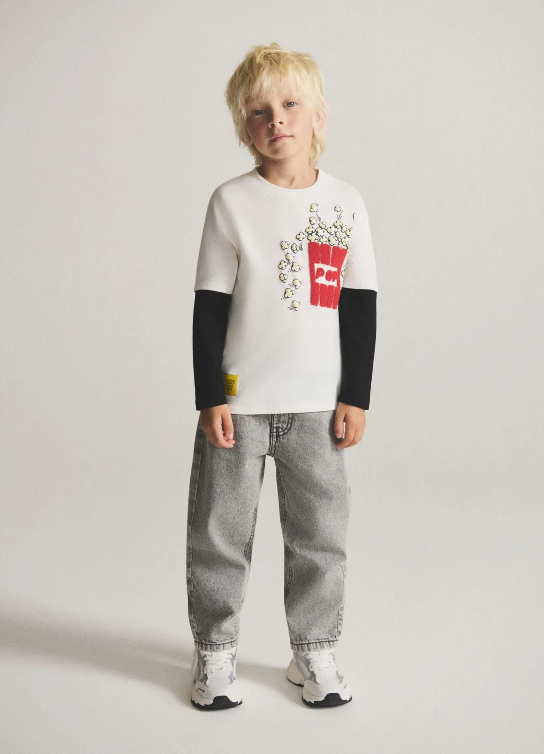 Calliope t-shirt garçon manches longues imprimé popcorn
