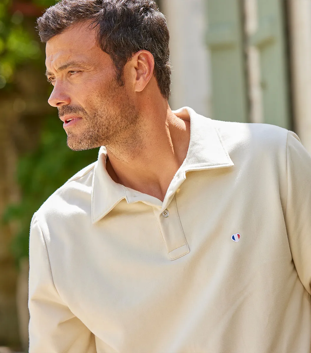 Cocorico Iconique sweat polo homme beige coton
