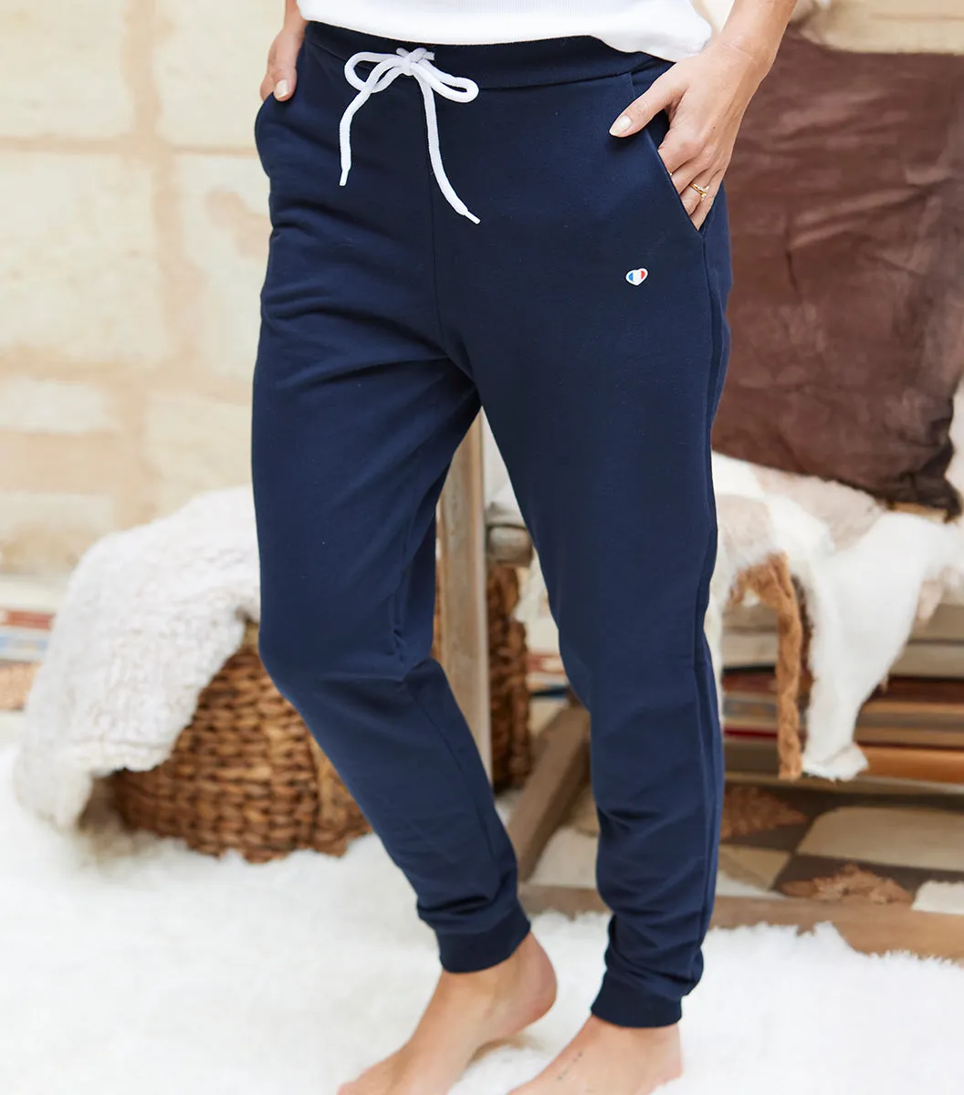 Cocorico Iconique jogging femme marine coton