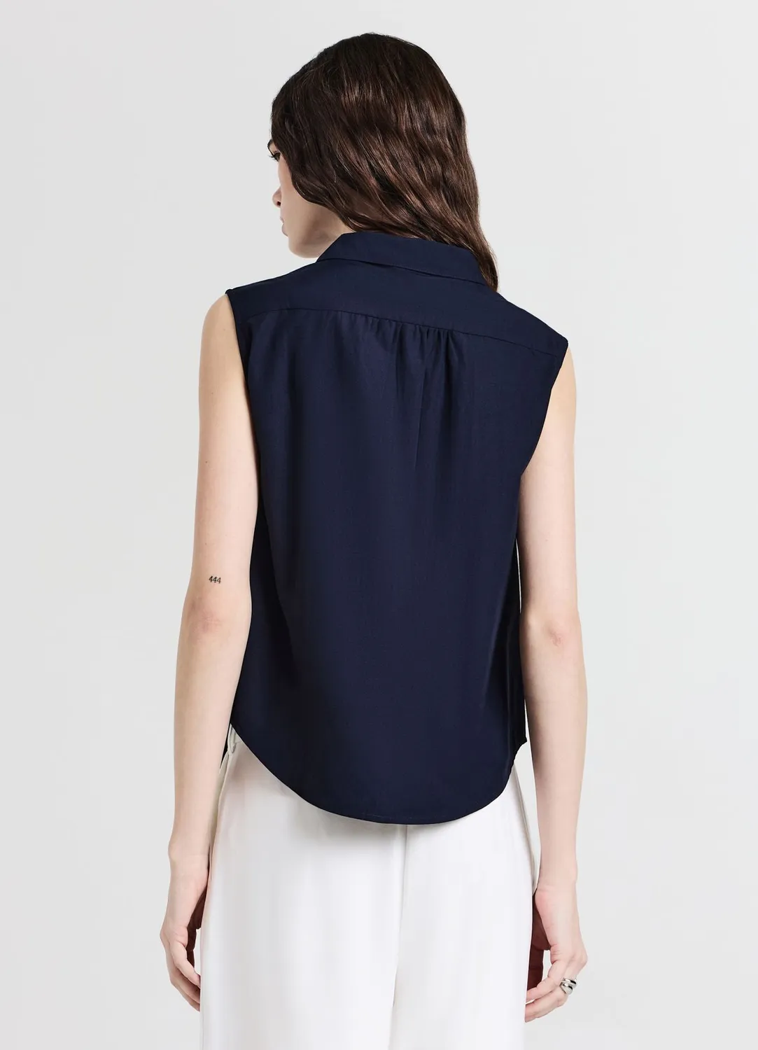 Calliope top col chemise femme sans manches coton