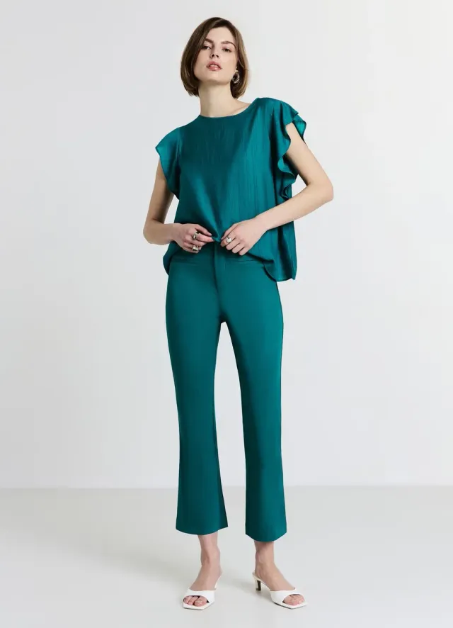 Calliope pantalon cropped flare femme coton