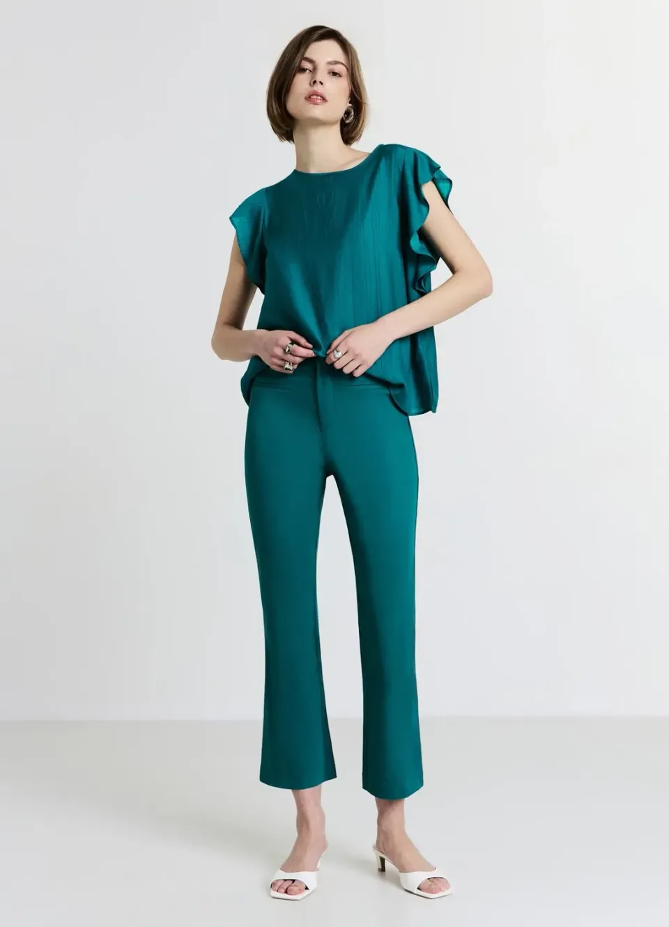 Calliope pantalon cropped flare femme coton