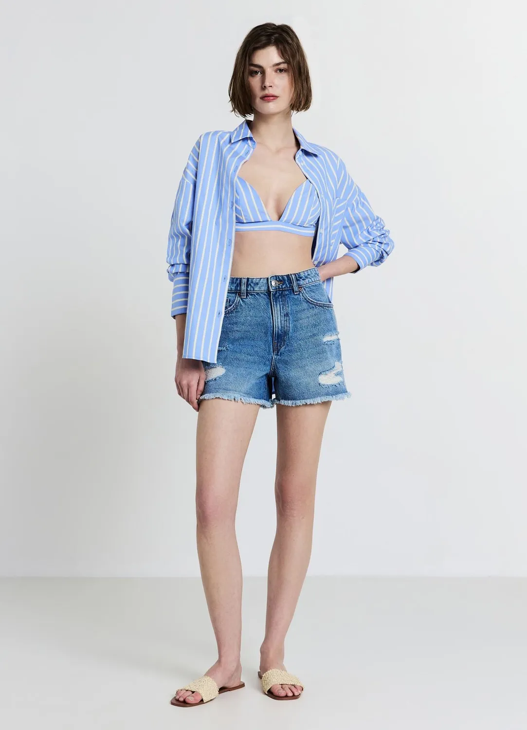 Calliope short mom femme déchiré denim