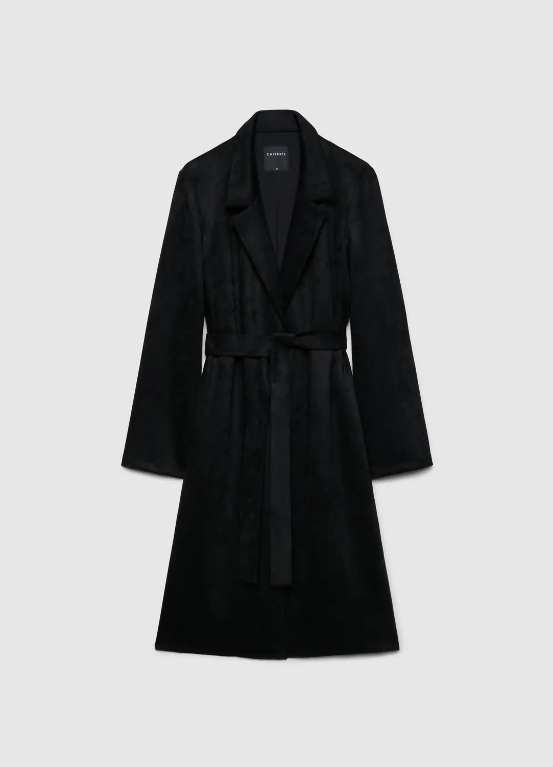 Calliope Manteau Long Uni femme avec ceinture à nouer