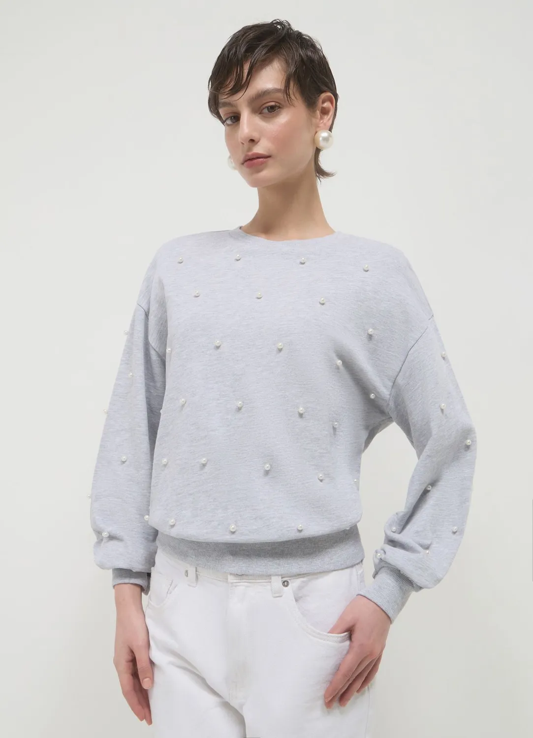Calliope sweat perles femme col rond