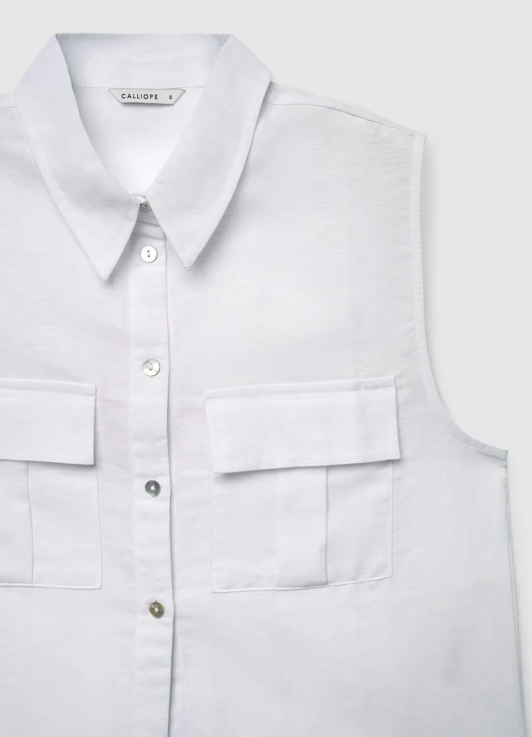 Calliope chemise lin sans manches nœud été