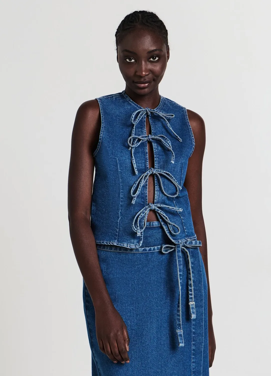 Calliope gilet denim nœuds regular femme