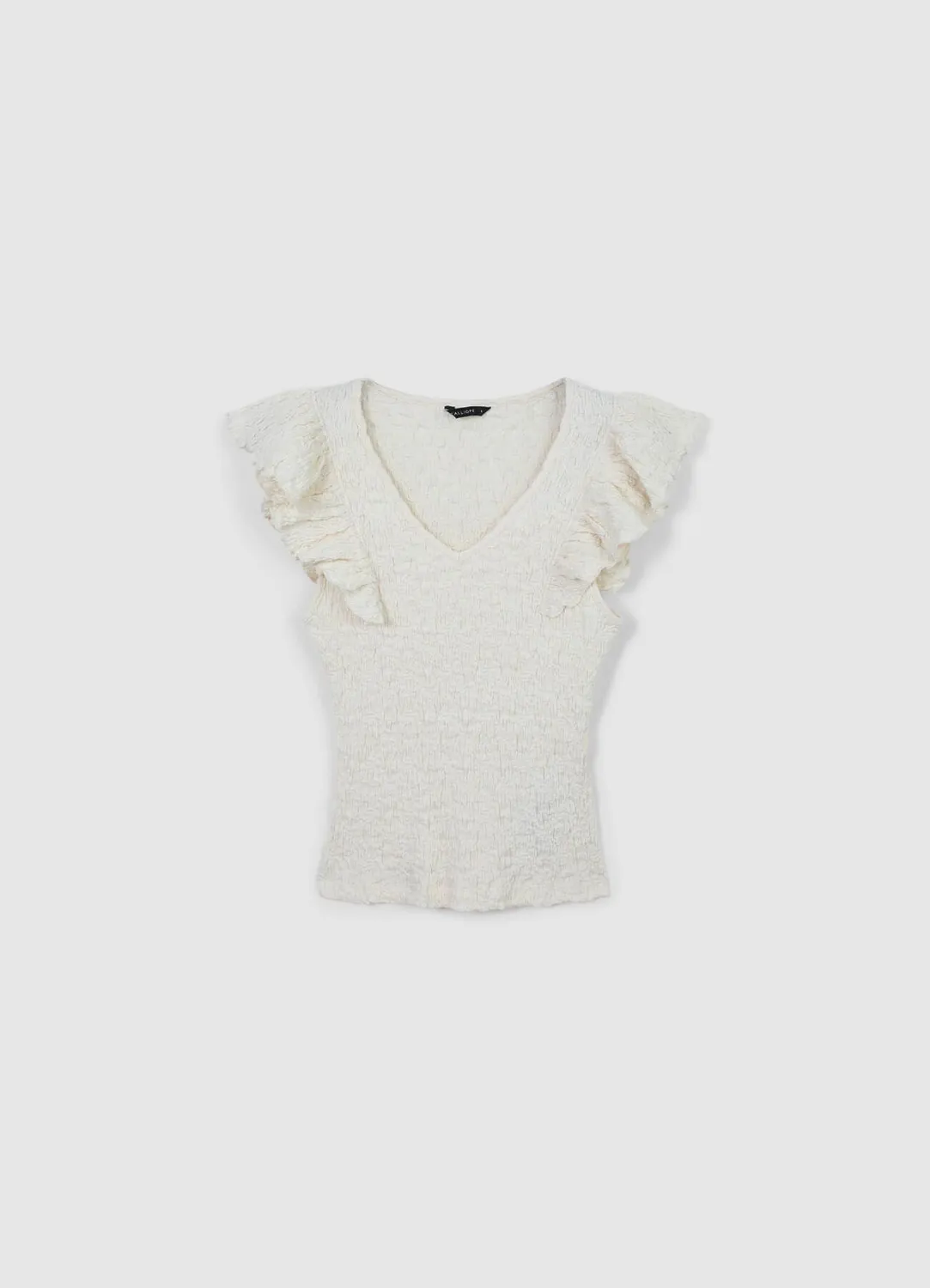Calliope T-shirt coton femme volants col V