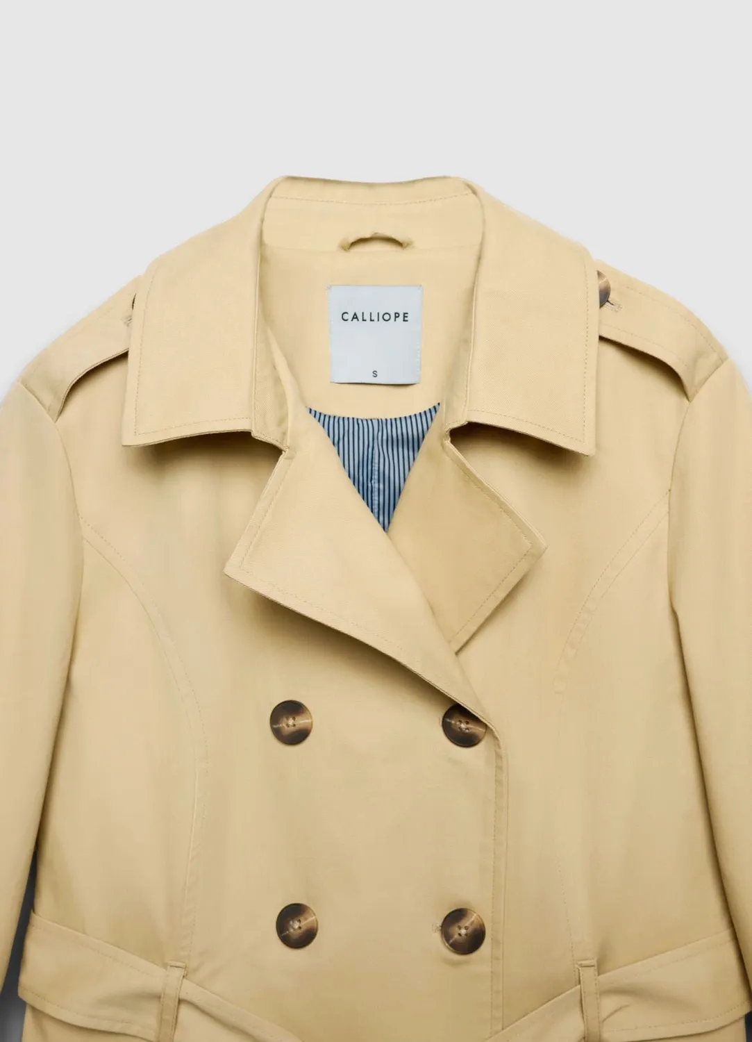 Calliope trench double boutonnage femme XS ceinture unie