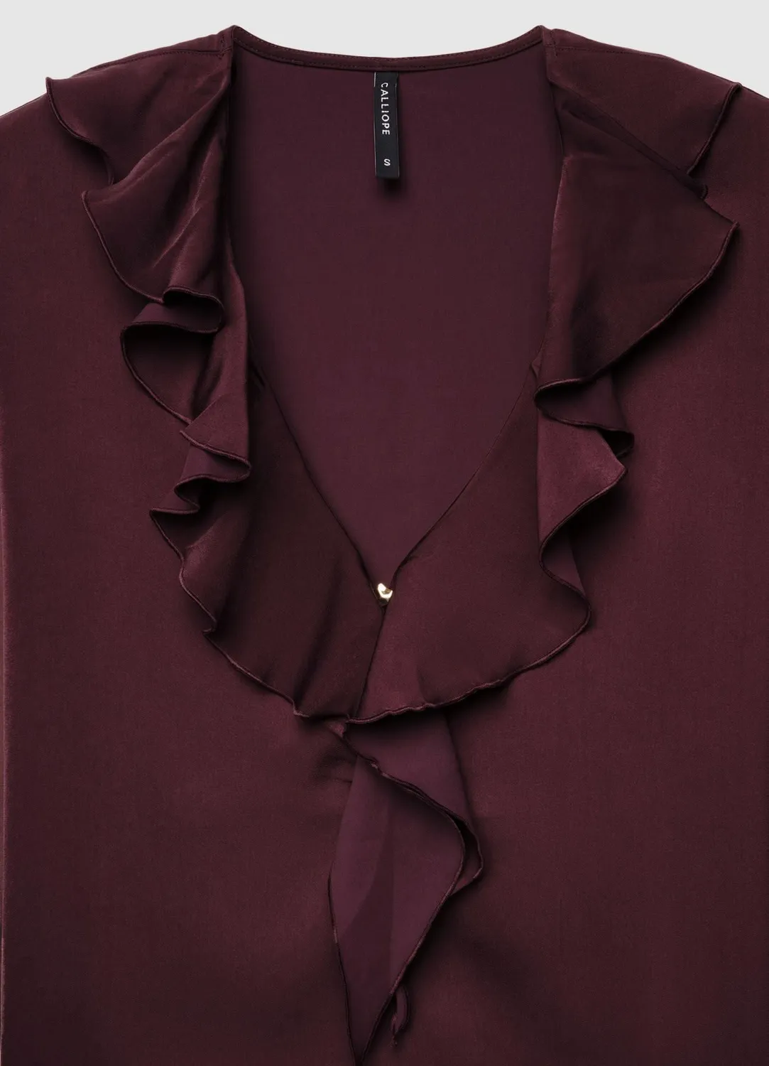 Calliope blouse volants satinée col V femme S