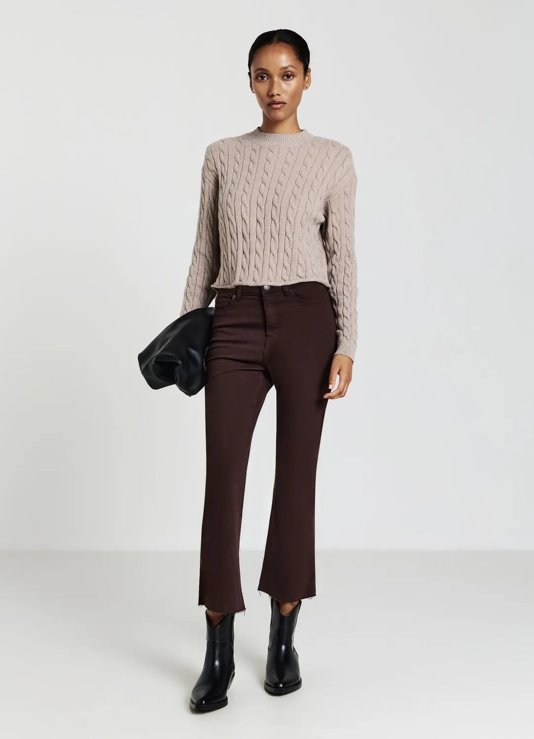 Calliope pull crop torsadé manches longues femme