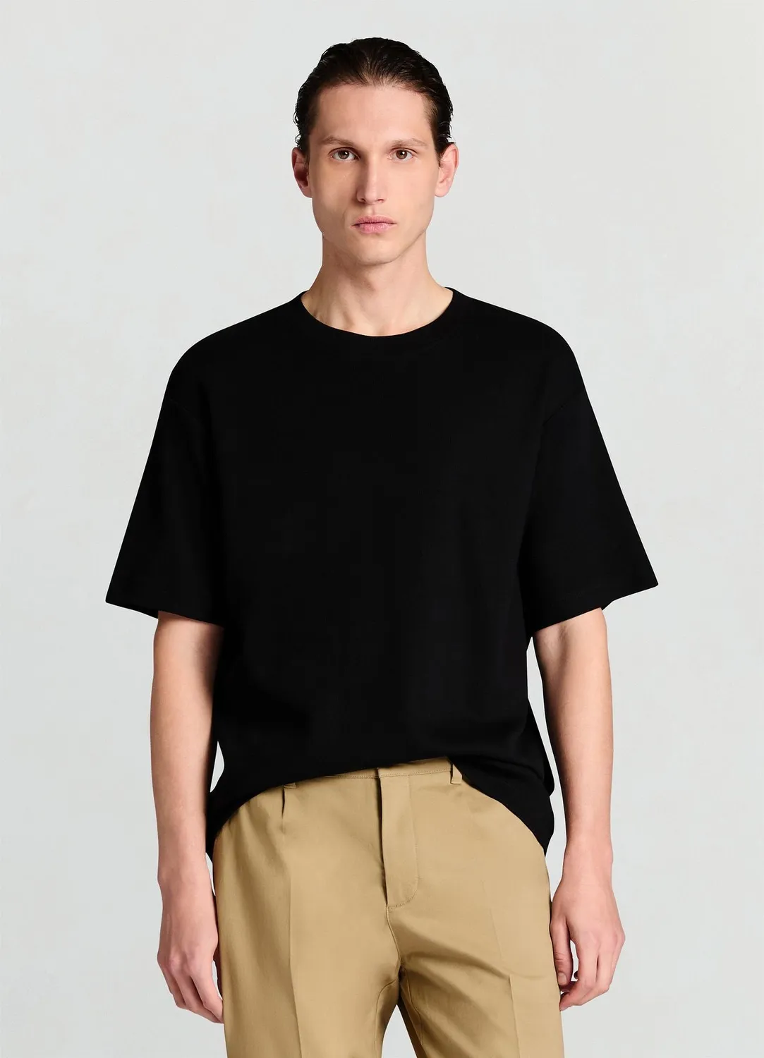 Calliope T-shirt homme côtelé col rond relaxed
