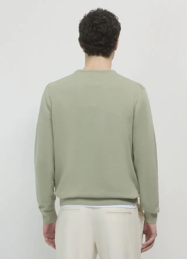 Calliope girocollo pull homme coton uni manches longues