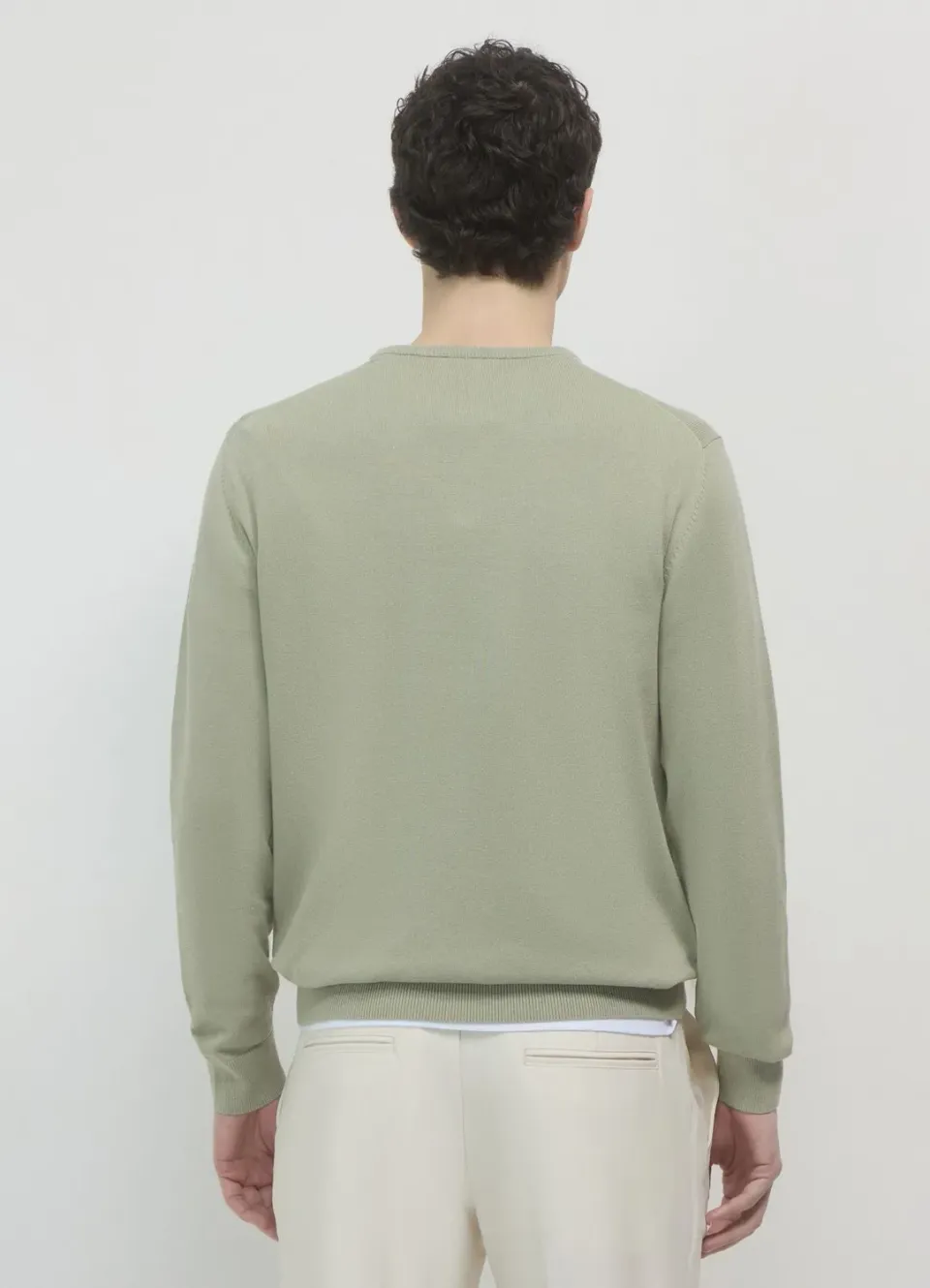 Calliope girocollo pull homme coton uni manches longues