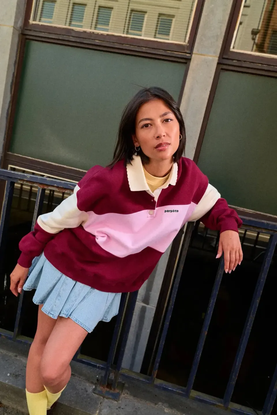 Perpète Linda sweat bordeaux coton bio oversize
