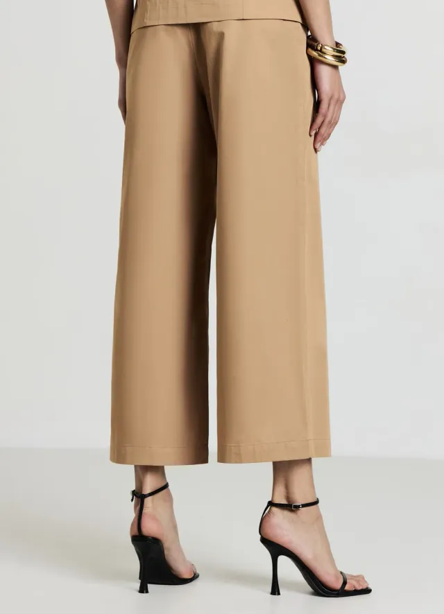 Calliope Pantalon Palazzo Crop Femme Coton