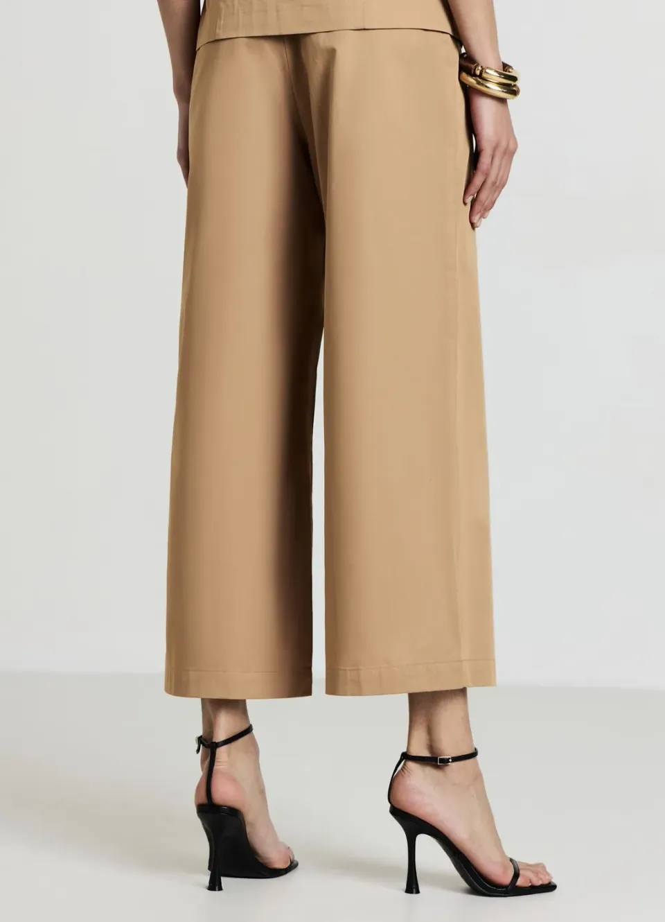 Calliope Pantalon Palazzo Crop Femme Coton