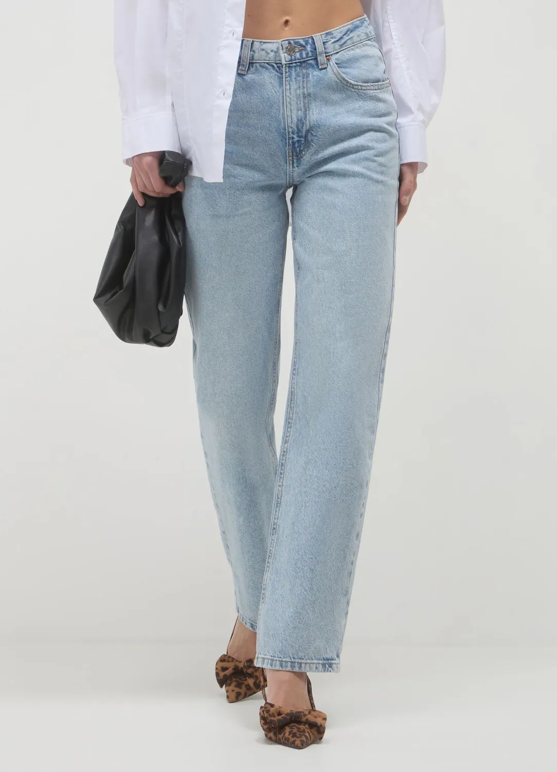Calliope jean straight femme à revers coupe regular