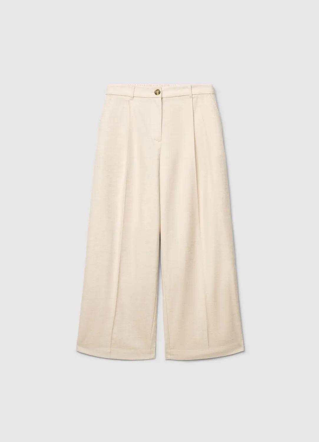 Calliope pantalon culotte à pinces femme uni taille haute