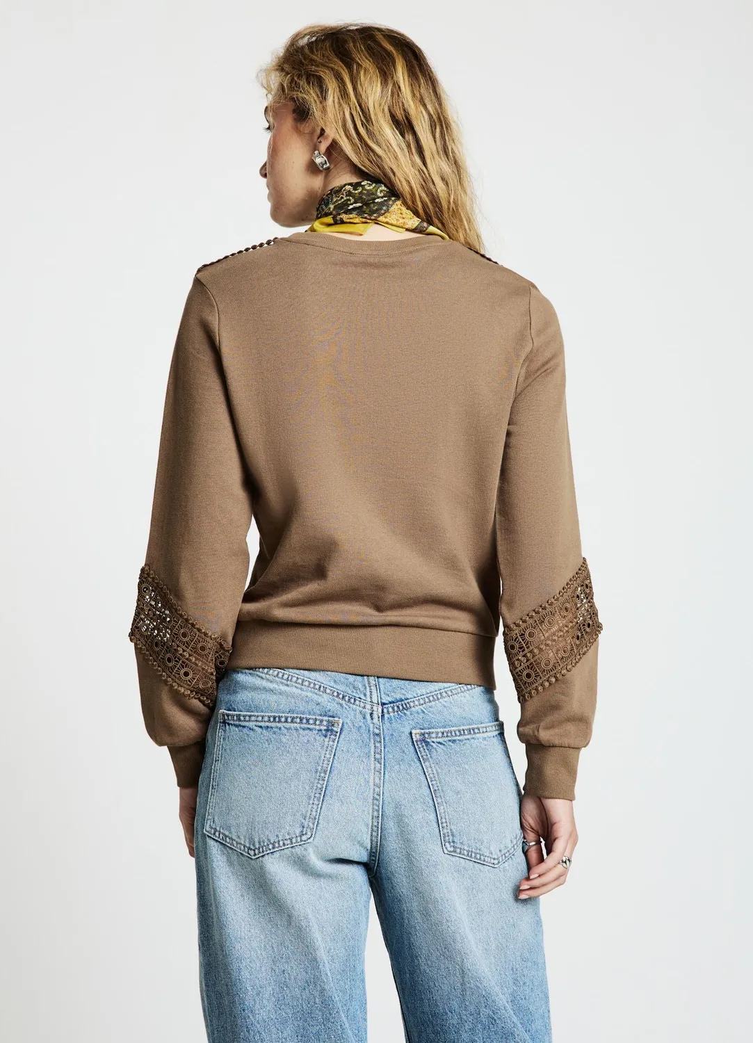 Calliope sweat col rond brodé femme manches longues