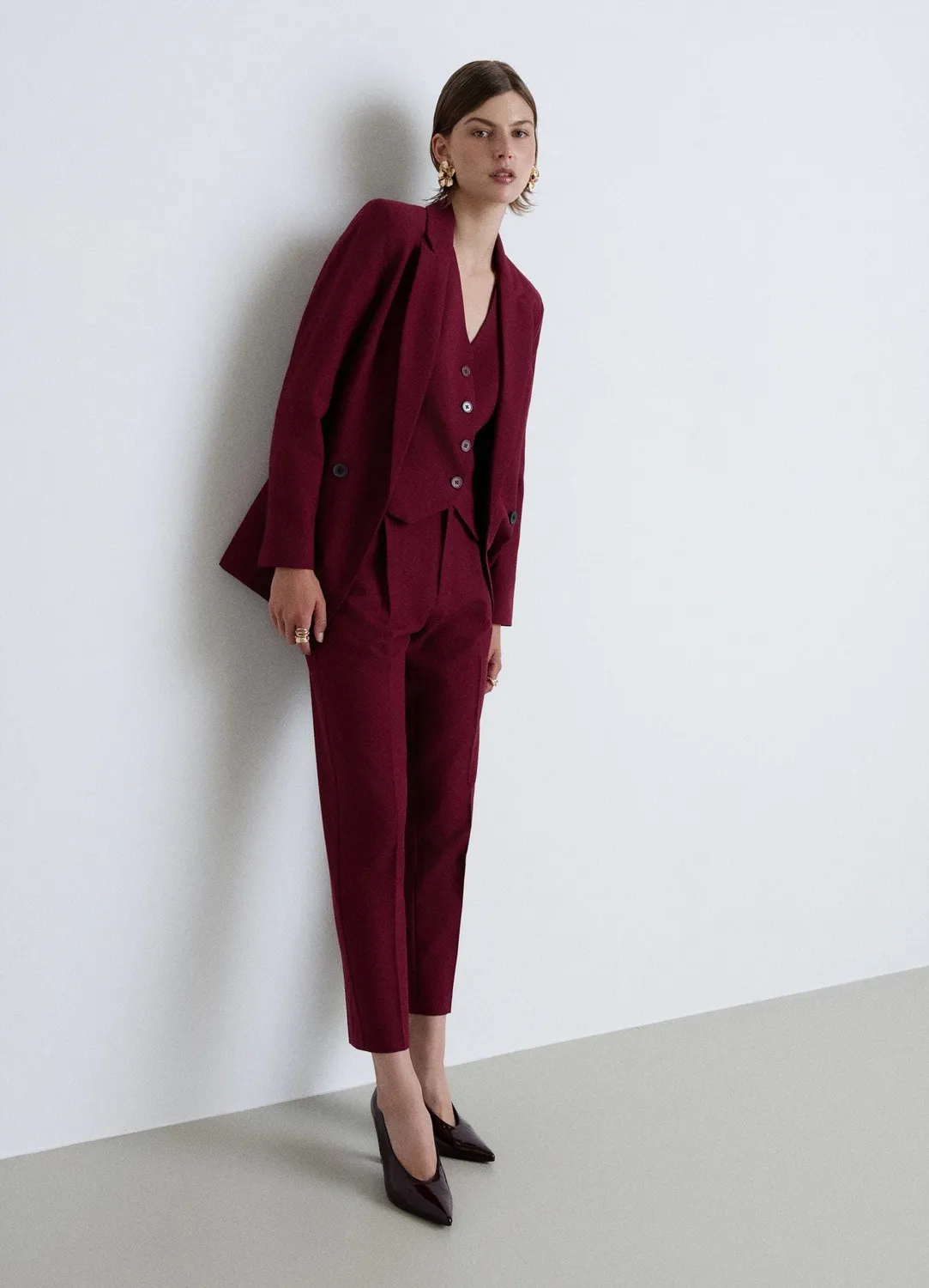 Calliope gilet tailleur femme col V boutons