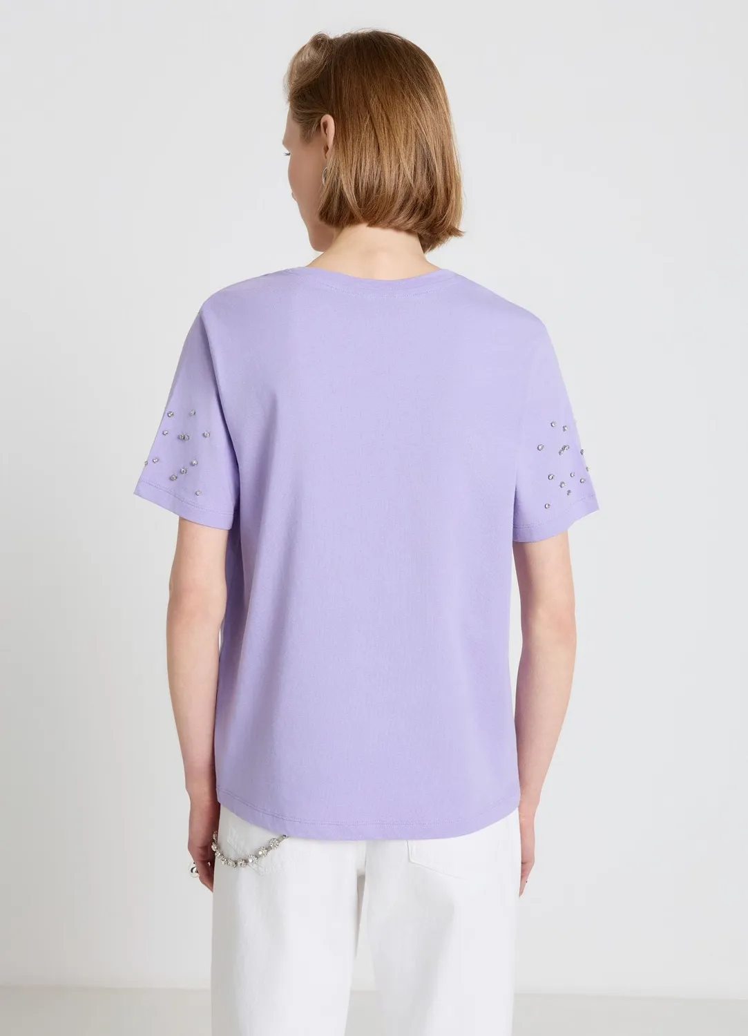 Calliope t-shirt strass femme manches courtes uni