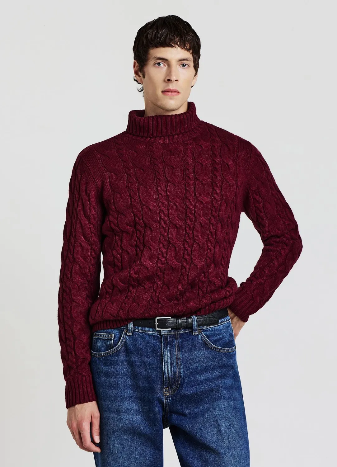 Calliope pull col roulé homme torsades chaud