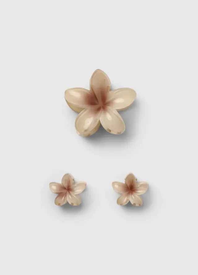 Calliope pack 3 barrettes fleur tropicale femme