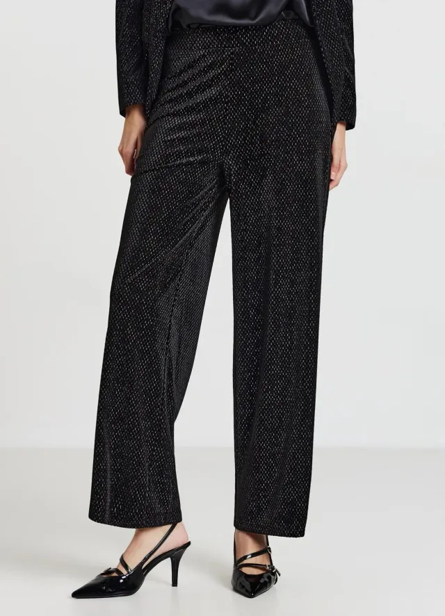 Calliope pantalon palazzo femme chenille brillant large