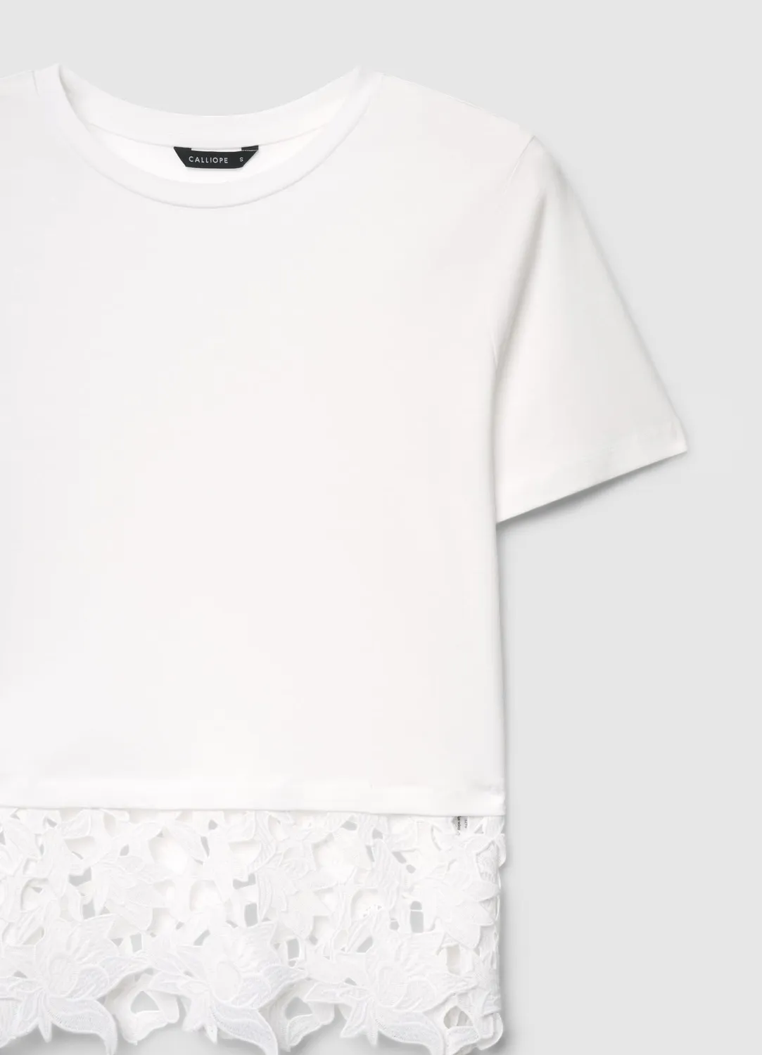 Calliope t-shirt dentelle bas sangallo femme col rond