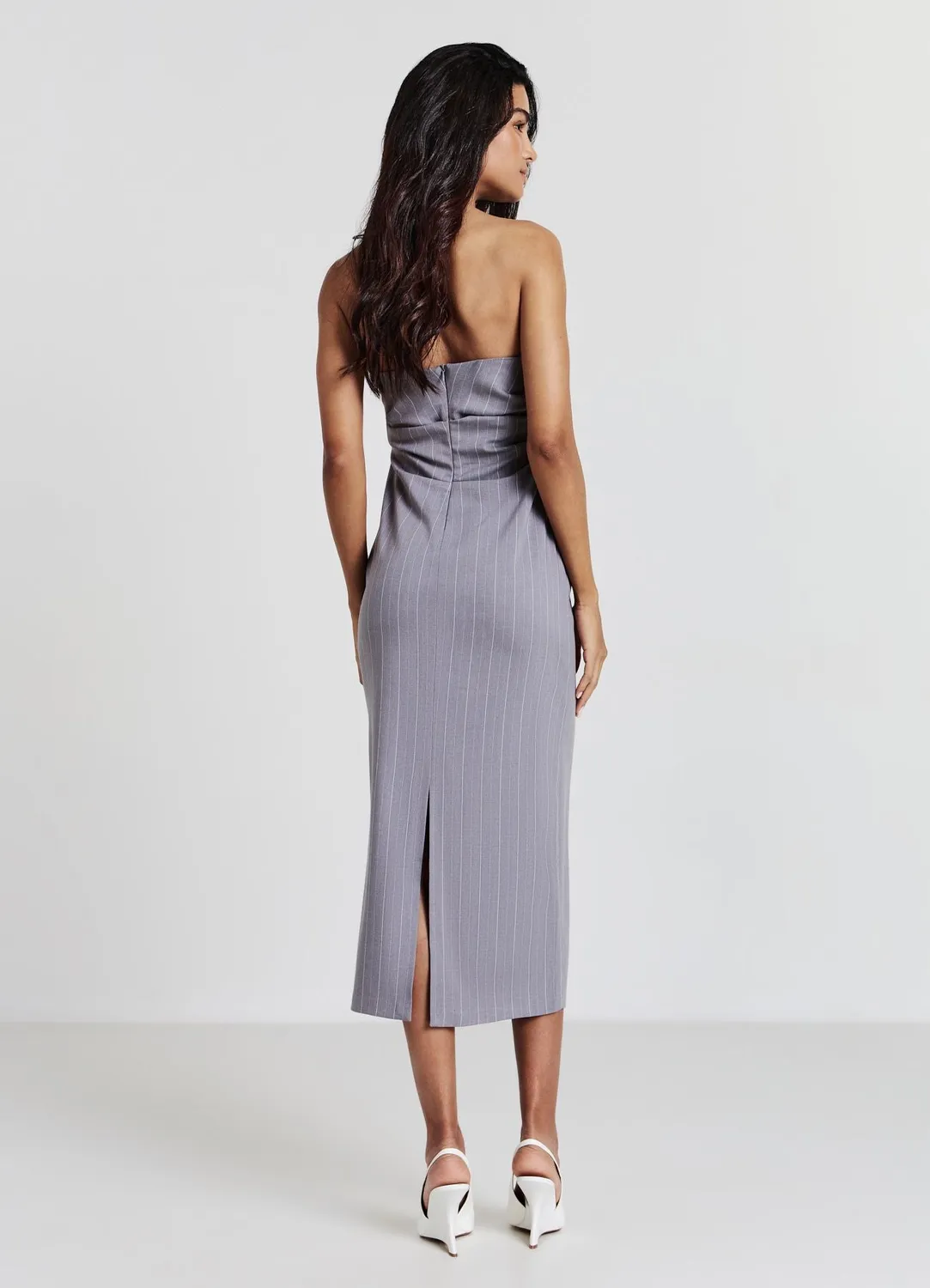 Calliope robe bustier à rayures fente dos zippé