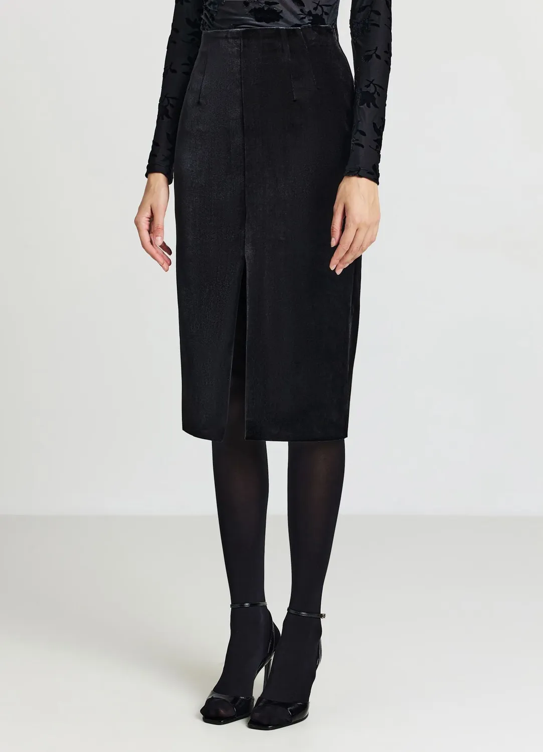 Calliope jupe longuette femme chenille zip latéral