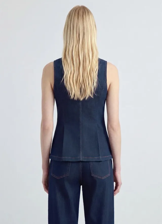 Calliope Gilet denim boutons gilet femme cintré