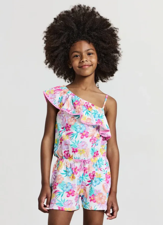 Calliope combishort une épaule fille tropical