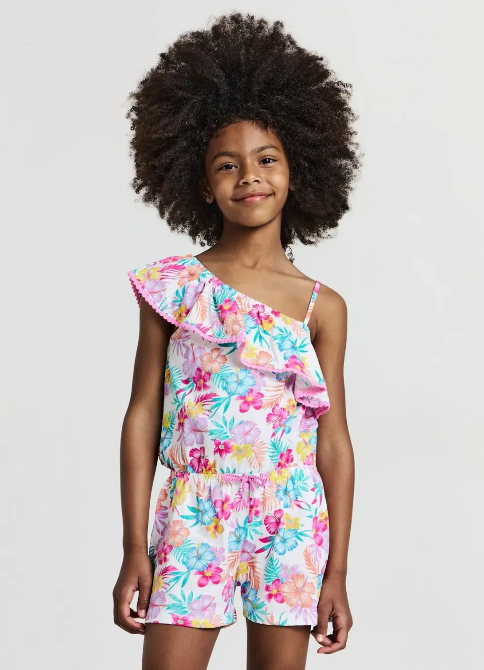 Calliope combishort une épaule fille tropical