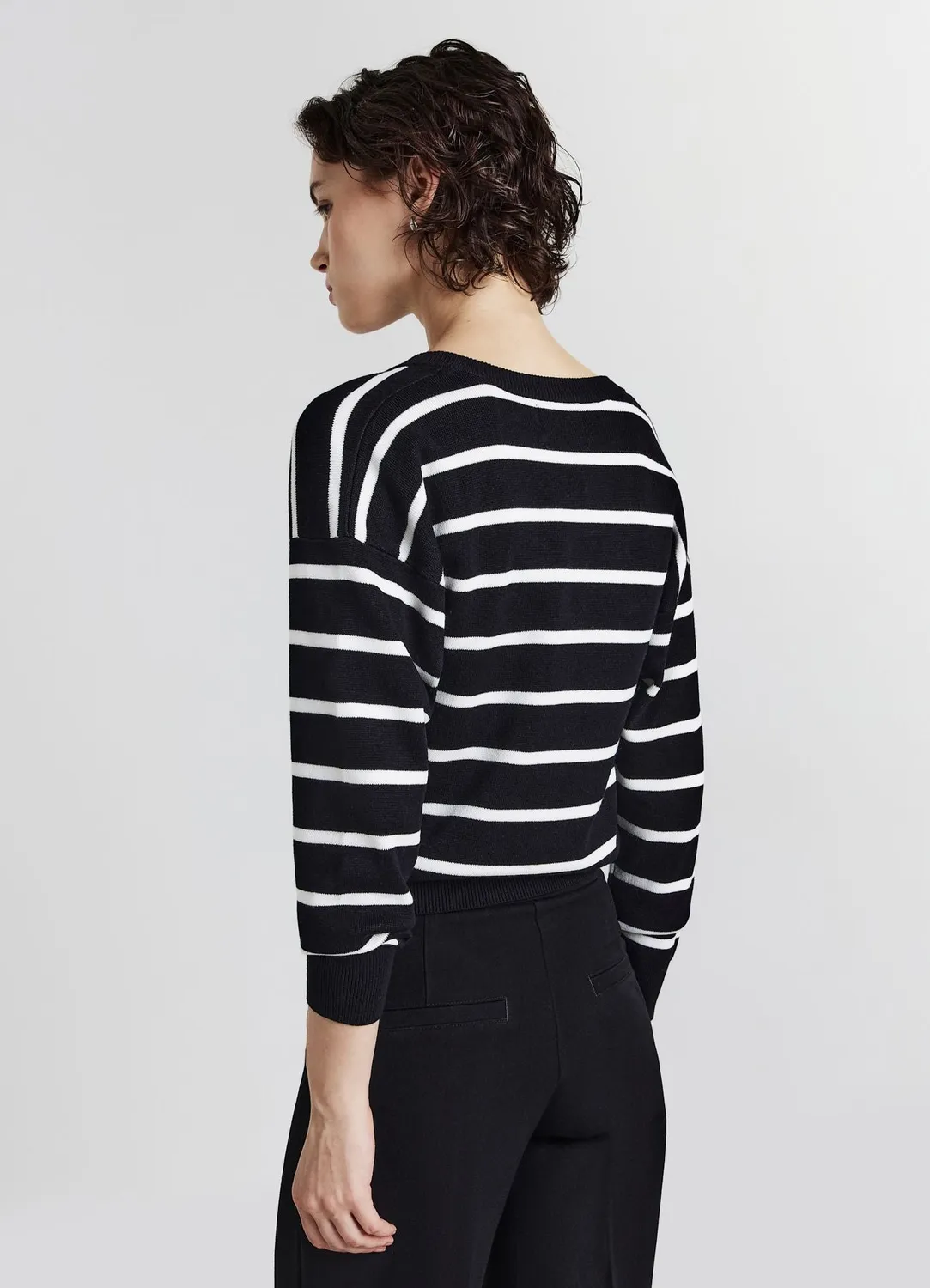 Calliope pull col V rayé femme manches longues