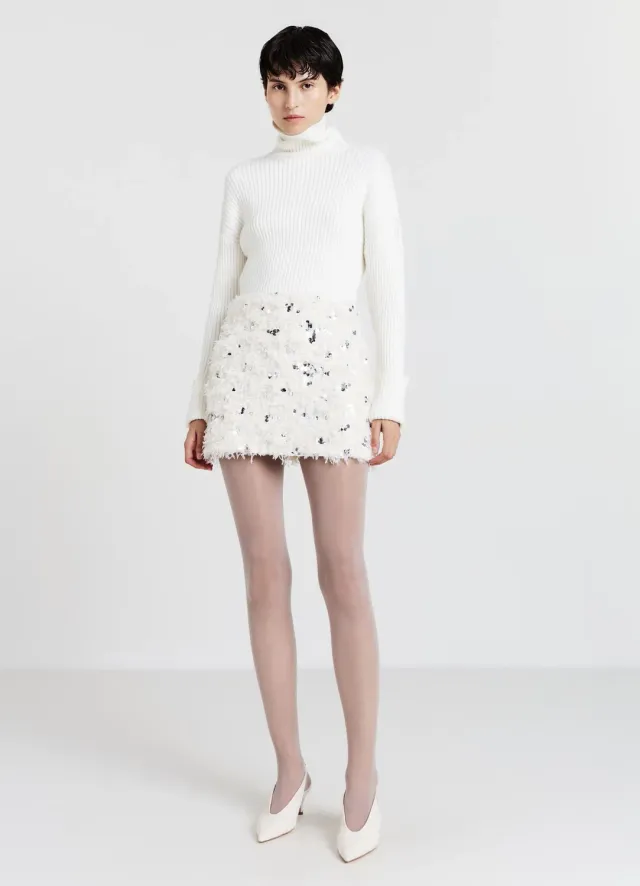 Calliope pull col montant côtelé manches longues femme