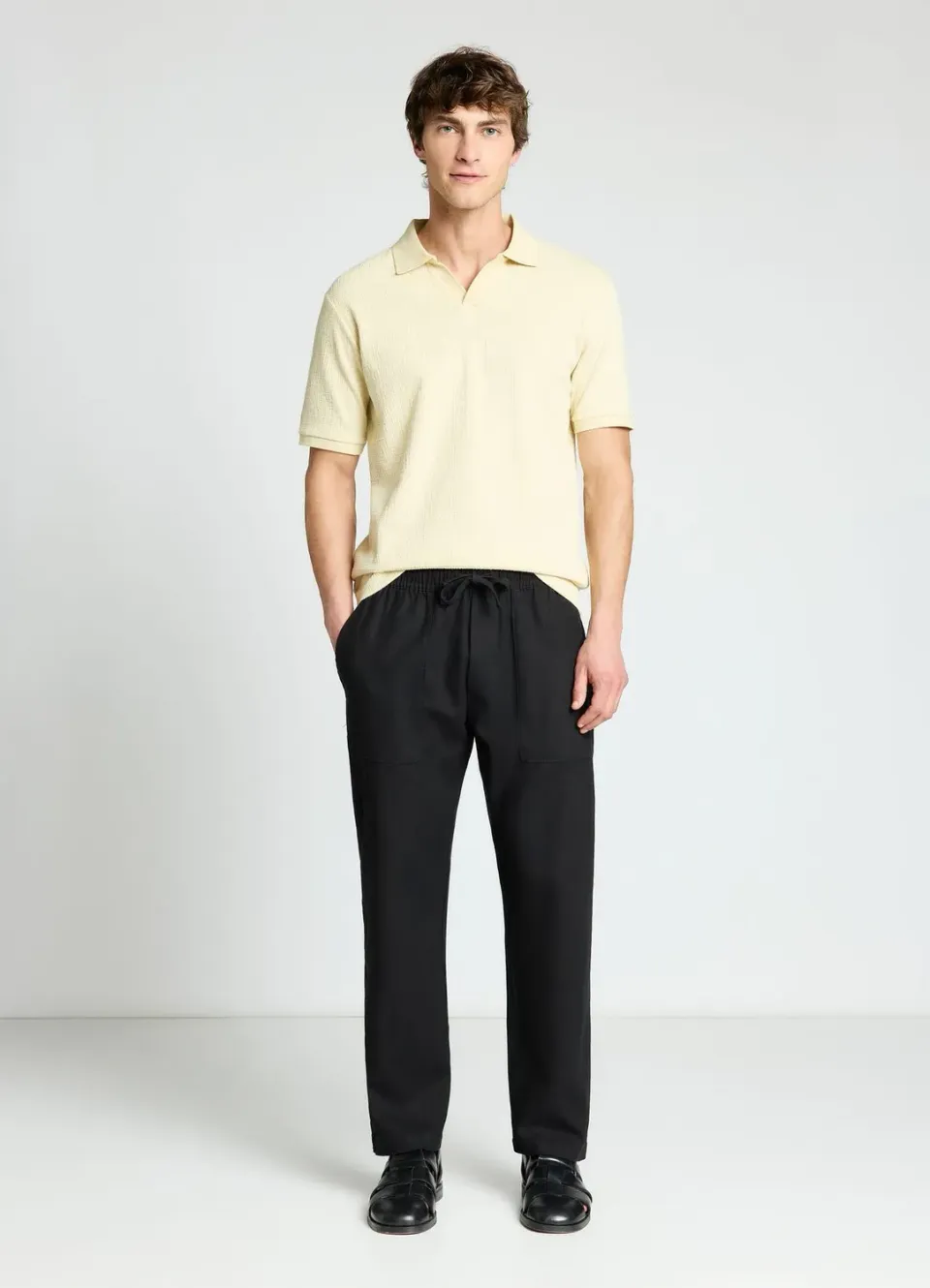 Calliope polo homme uni texture sans boutons