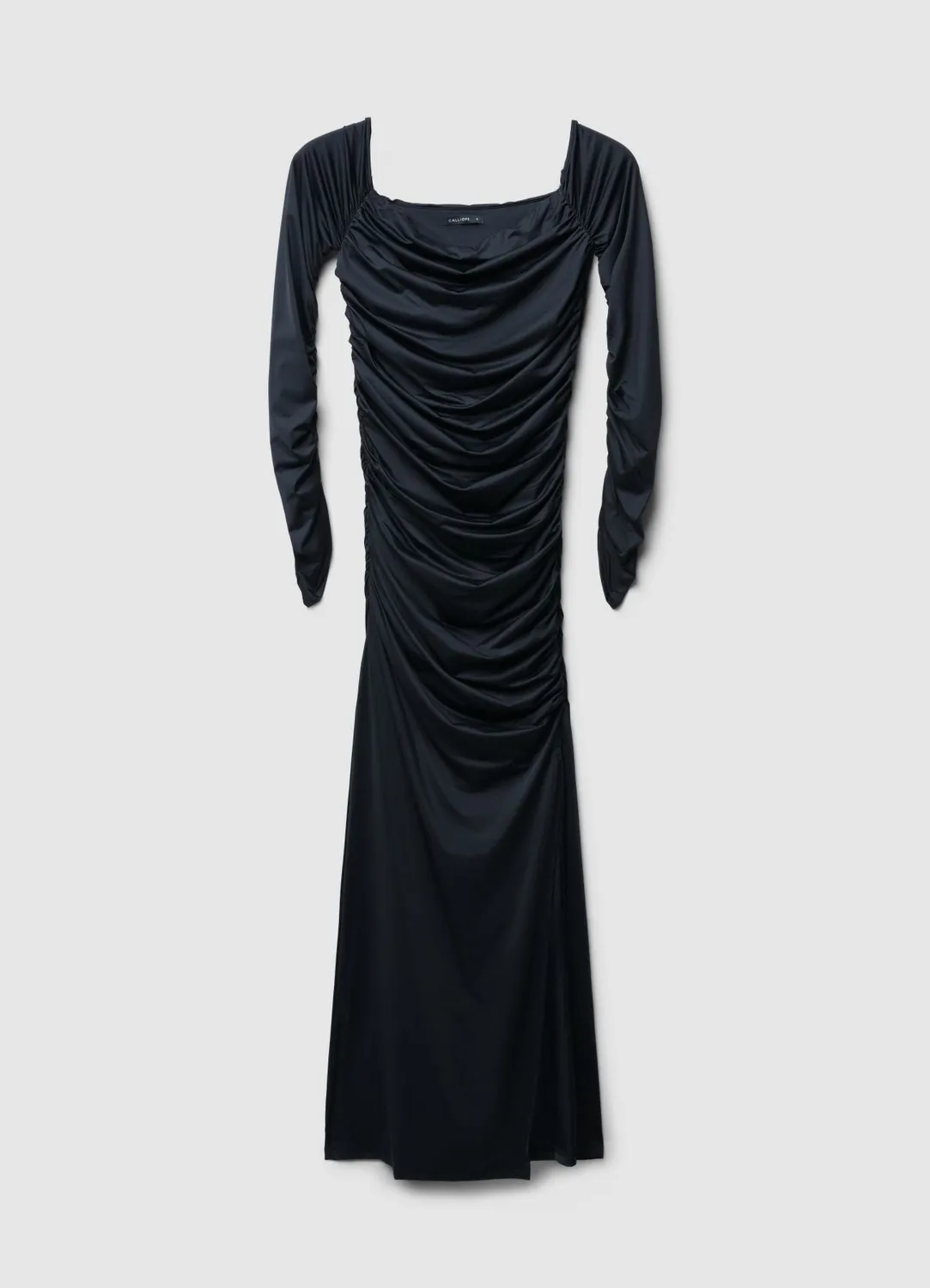Calliope Atelier robe longue épaules dénudées froncée