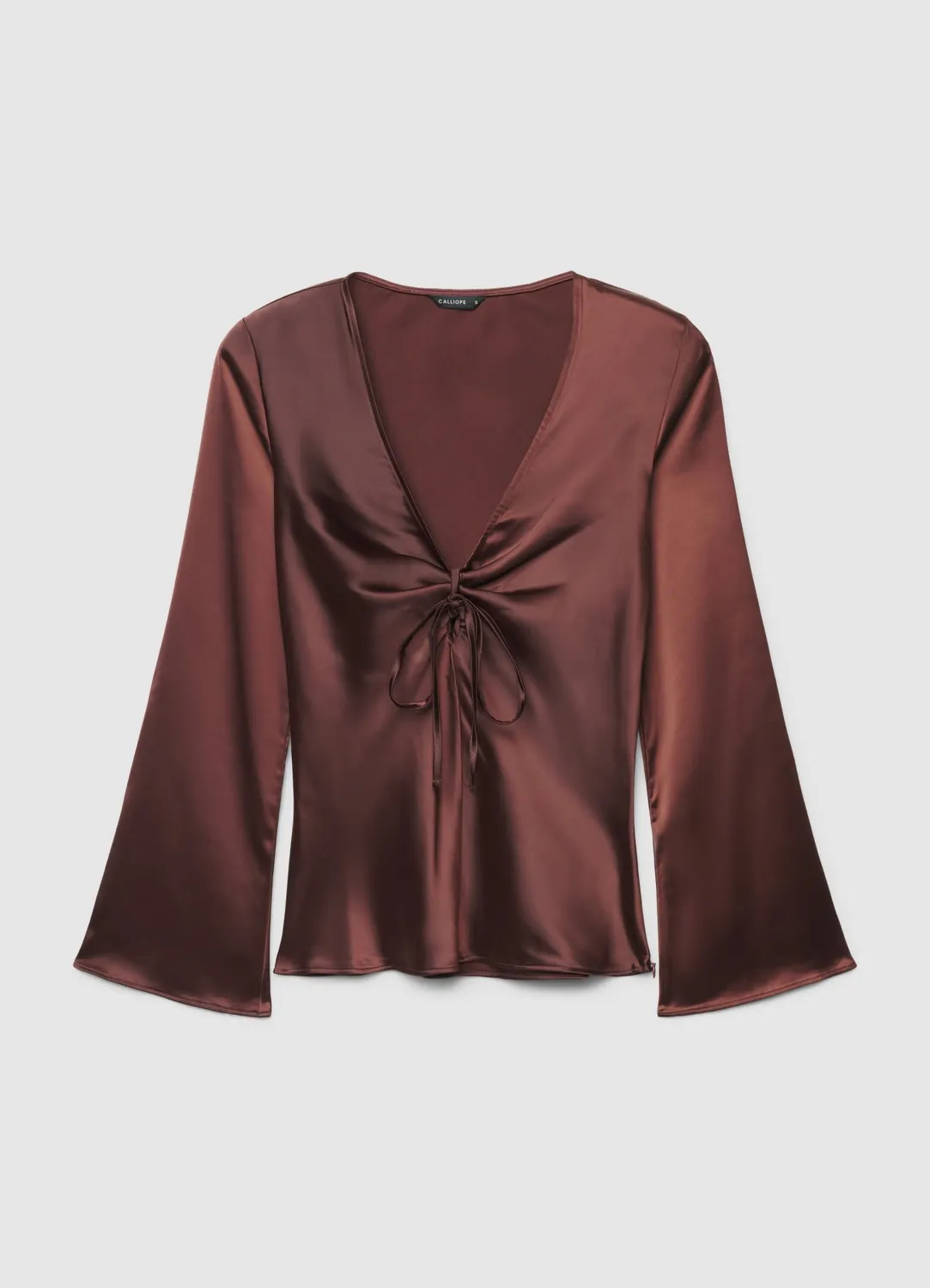 Calliope blouse satinée femme col V à nœud