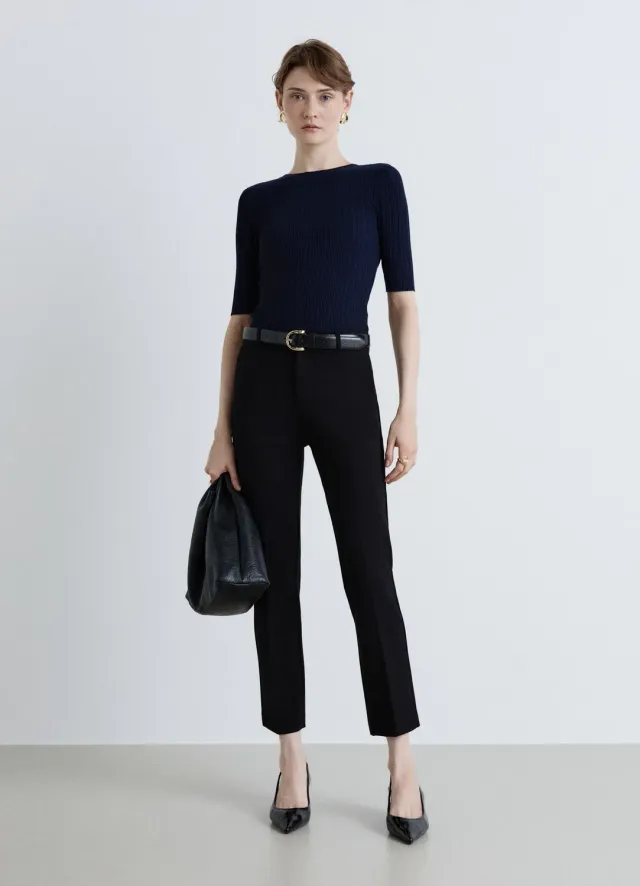 Calliope t-shirt côtelé col rond femme