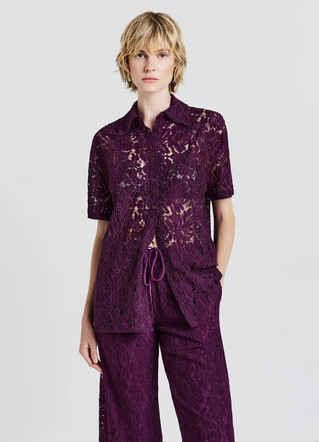 Calliope Chemise dentelle coton manches courtes