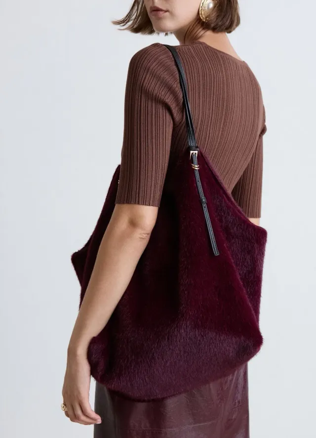 Calliope shopper effet fourrure femme avec pochette