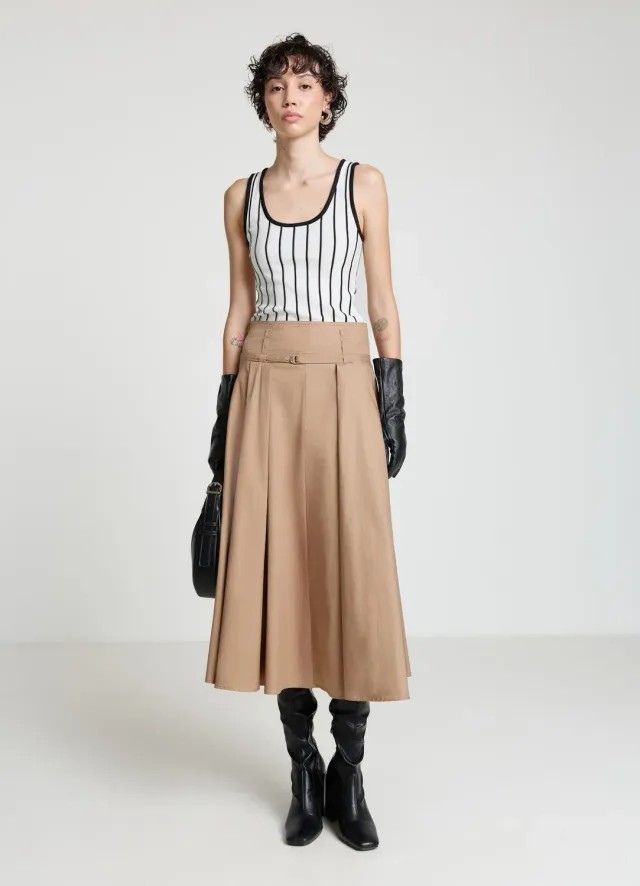 Calliope jupe midi évasée femme coton uni