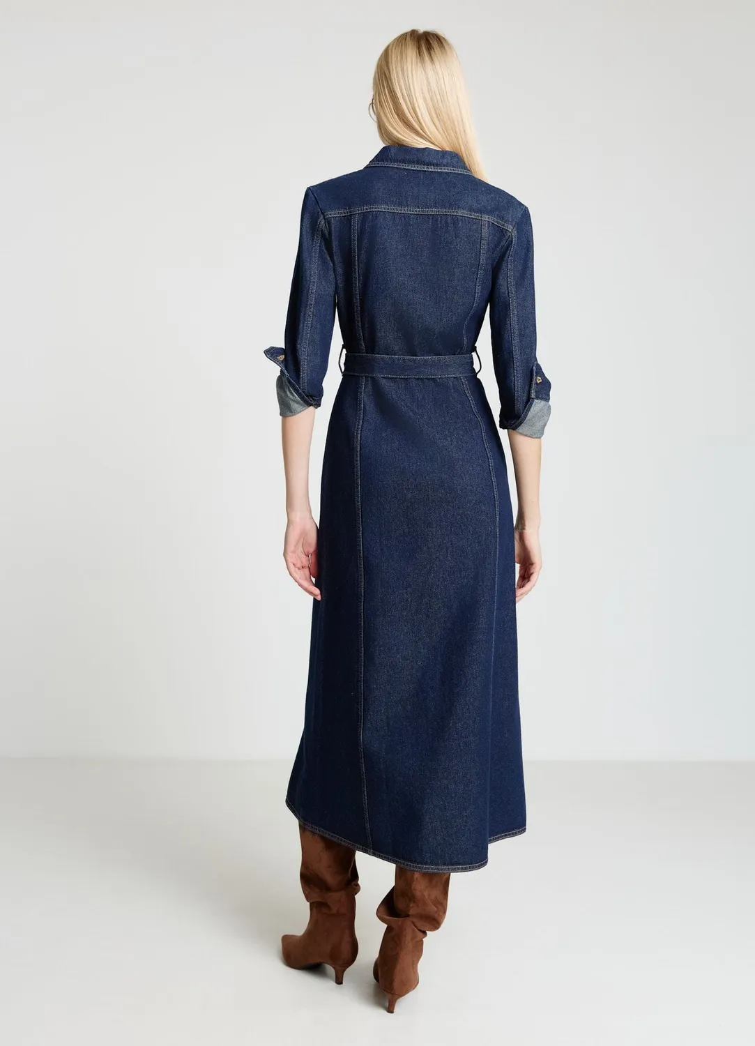 Calliope robe longue denim ceinture boutons femme