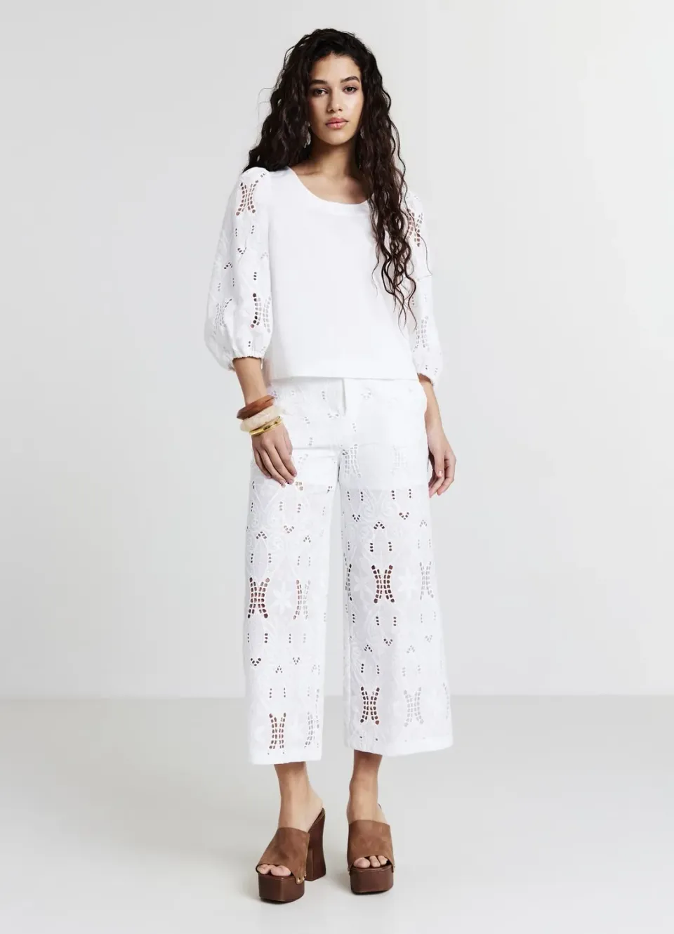 Calliope culotte sangallo pantalon femme coton ajouré