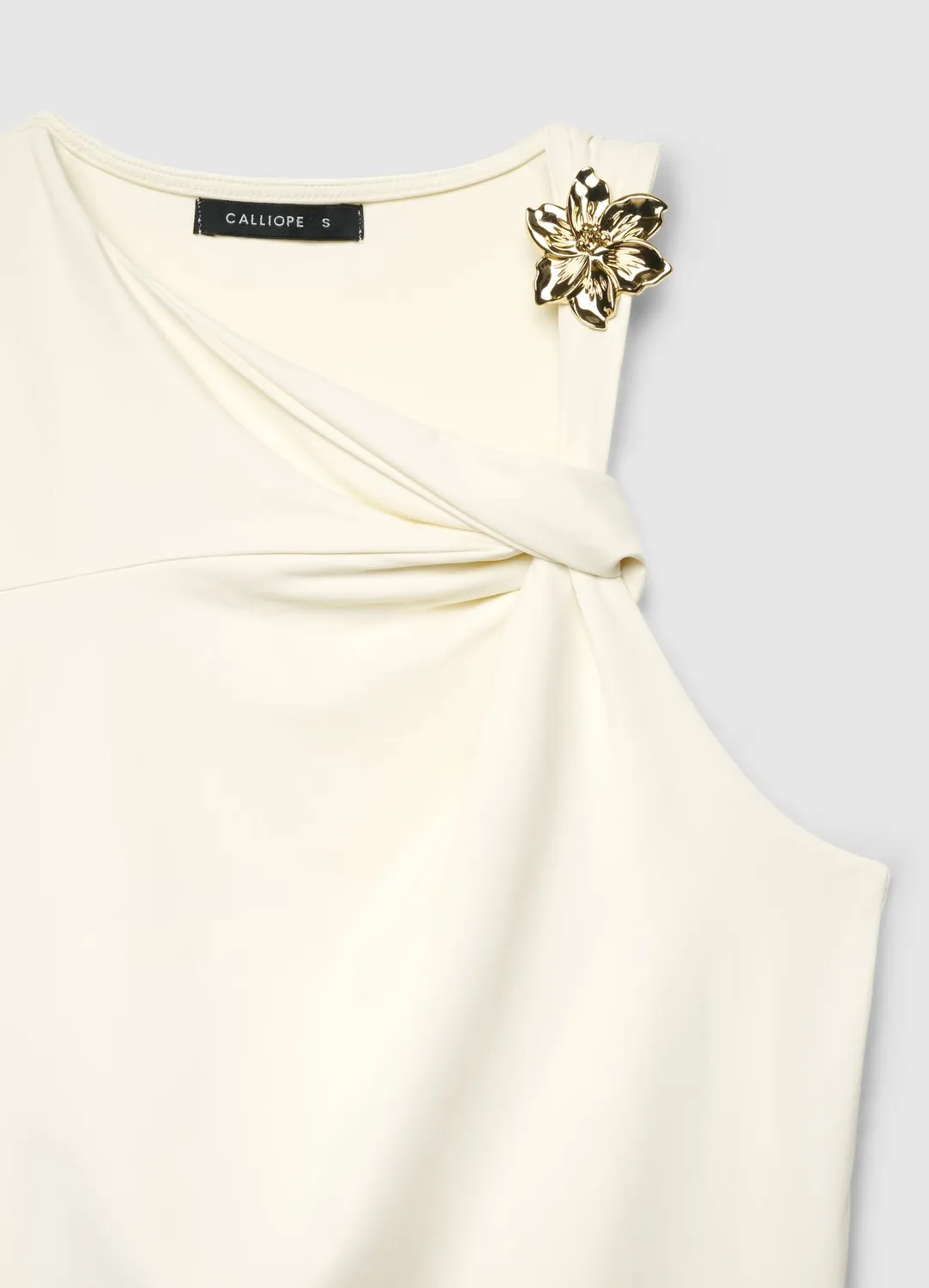 Calliope top drapé femme boucle fleur dorée