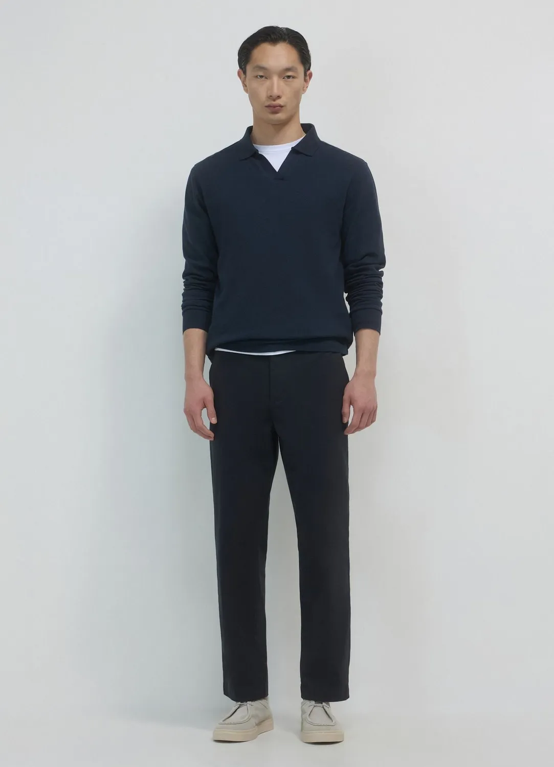 Calliope polo manches longues homme coton uni