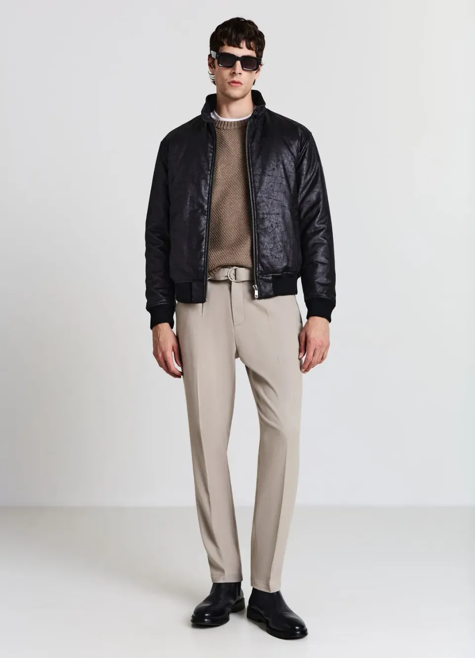 Calliope blouson homme simili cuir matelasse col montant