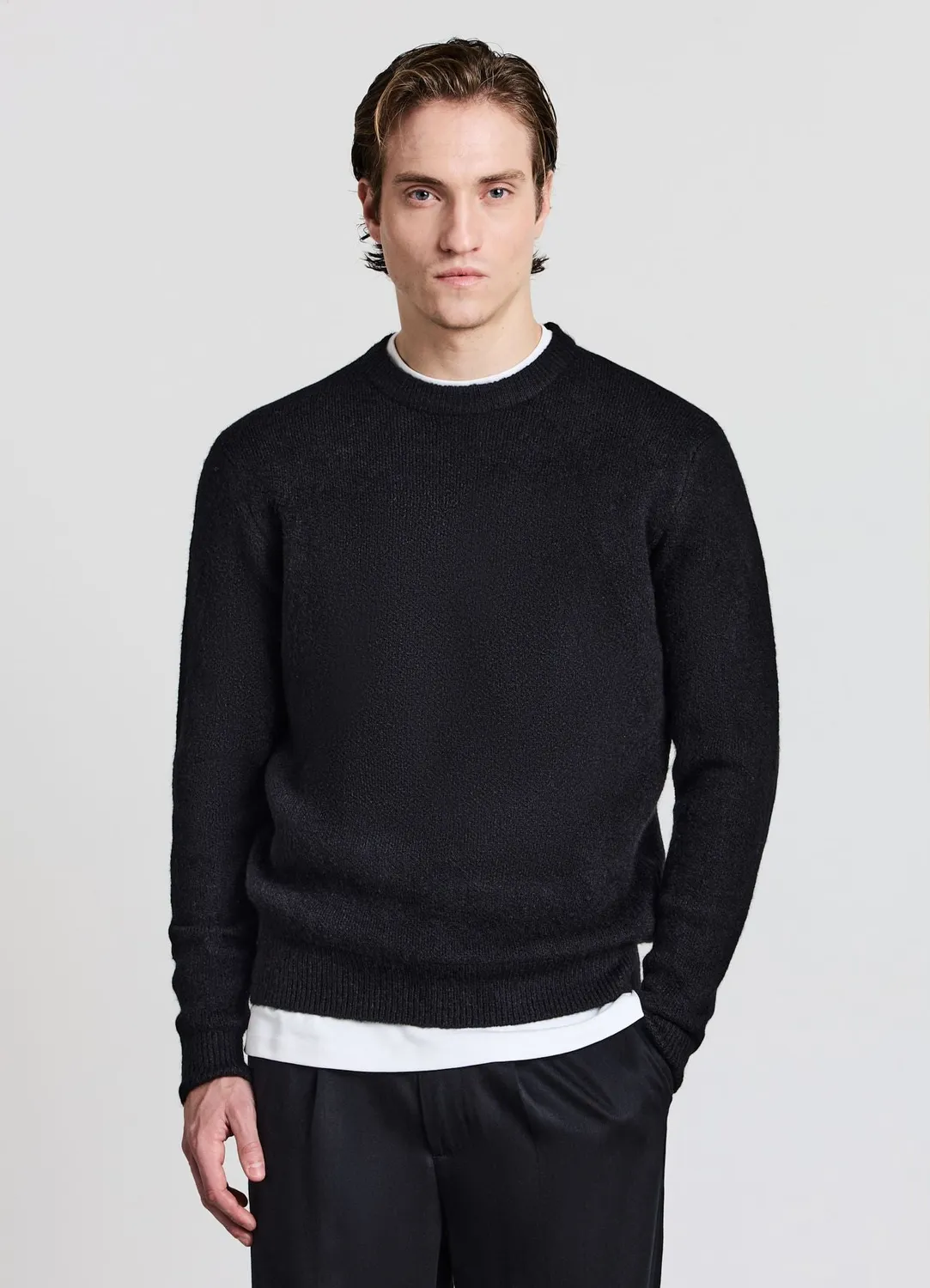 Calliope pull col rond homme effet pelucheux